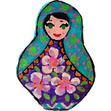 MiniQ's Bijuteri Miniq's Handmade Ahşap Köylü Güzeli Mavi Broş