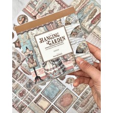 Kağıt Gemi Dükkan Hanging Garden Vintage Dönemi Kıyafet Desenli 5 Yaprak Sticker ve 20 Yaprak Desenli Scrapbook Kağıt