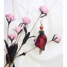 MiniQ's Bijuteri Bordo Balon Etekli Handmade Bebek Kolye