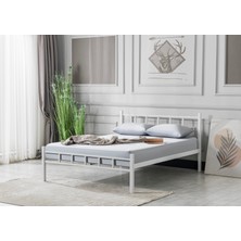 Evger K90 Beyaz Metal Karyola Modern Tasarım Çift Kişilik 140 x 190 cm Dayanıklı Yapı