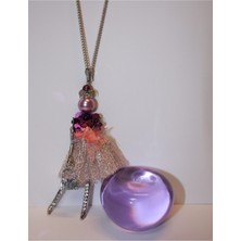 MiniQ's Bijuteri Pembe Payetli Elbiseli Handmade Prenses Bebek Kolye