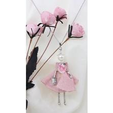 MiniQ's Bijuteri Pembe Simli Elbiseli Handmade Bebek Kolye
