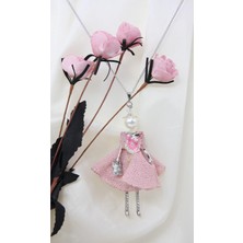 MiniQ's Bijuteri Pembe Simli Elbiseli Handmade Bebek Kolye