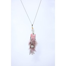 MiniQ's Bijuteri Pembe Tüylü Etekli Handmade Bebek Kolye