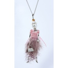 MiniQ's Bijuteri Pembe Tüylü Etekli Handmade Bebek Kolye