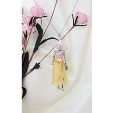 MiniQ's Bijuteri Sarı Simli Etekli Handmade Bebek Kolye