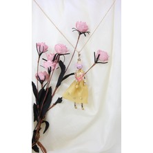 MiniQ's Bijuteri Sarı Simli Etekli Handmade Bebek Kolye