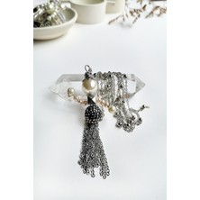 MiniQ's Bijuteri Inci ve Kristal Taşlı Zincir Detaylı Handmade Bebek Kolye