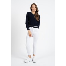 Rtd & Vld Rtd&vld Kadın VT2462 V Yaka Triko Kazak Lacivert