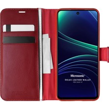 Microsonic Omix X7 Kılıf Delux Leather Wallet Kırmızı