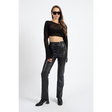 Rtd & Vld Rtd&vld Kadın Crop Ajurlu Triko Bluz Siyah