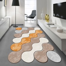 Viyana Home Dijital Baskılı Kaymaz Taban Yıkanabilir Lazer Kesim Salon Halısı Yolluk, V-Lazer-02-Bej,