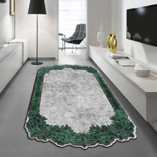 Viyana Home Dijital Baskılı Kaymaz Taban Yıkanabilir Lazer Kesim Salon Halısı Yolluk, V-Lazer-06-Yeşil,