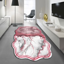 Viyana Home Dijital Baskılı Kaymaz Taban Yıkanabilir Lazer Kesim Salon Halısı Yolluk, V-Lazer-09-Pembe,