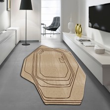 Viyana Home Dijital Baskılı Kaymaz Taban Yıkanabilir Lazer Kesim Salon Halısı Yolluk, V-Lazer-20-Kahverengi,