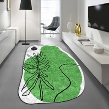 Viyana Home Dijital Baskılı Kaymaz Taban Yıkanabilir Lazer Kesim Salon Halısı Yolluk, V-Lazer-17-Yeşil,