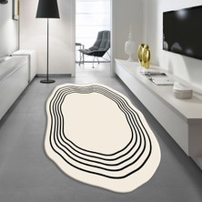 Viyana Home Dijital Baskılı Kaymaz Taban Yıkanabilir Lazer Kesim Salon Halısı Yolluk, V-Lazer-18-Krem,
