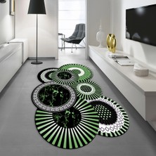 Viyana Home Dijital Baskılı Kaymaz Taban Yıkanabilir Lazer Kesim Salon Halısı Yolluk, V-Lazer-25-Yeşil,