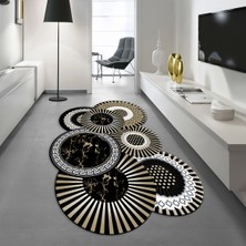 Viyana Home Dijital Baskılı Kaymaz Taban Yıkanabilir Lazer Kesim Salon Halısı Yolluk, V-Lazer-25-Siyah,
