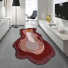 Viyana Home Dijital Baskılı Kaymaz Taban Yıkanabilir Lazer Kesim Salon Halısı Yolluk, V-Lazer-21-Kırmızı,