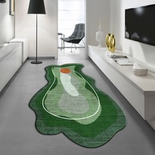 Viyana Home Dijital Baskılı Kaymaz Taban Yıkanabilir Lazer Kesim Salon Halısı Yolluk, V-Lazer-21-Yeşil,