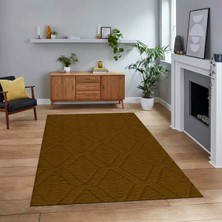 Viyana Home Dijital Baskılı Kaymaz Taban Yıkanabilir Sade Desen Yolluk Mutfak Salon Halısı, V-Sade-02-Kahve,