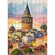 Karizma Tablo Ahşap Mdf Puzzle Yapboz Şehrin Içindeki Galata Kulesi 120 Parça 25*35 cm