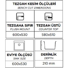 Real Stone Granit Eviye K002 Dıdyma 60 Siyah (60 x 53)