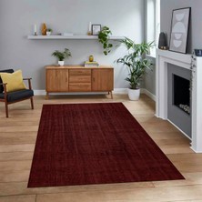 Viyana Home Dijital Baskılı Kaymaz Taban Yıkanabilir Sade Desen Yolluk Mutfak Salon Halısı, V-Sade-45-Bordo,