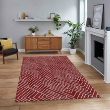 Viyana Home Dijital Baskılı Kaymaz Taban Yıkanabilir Sade Desen Yolluk Mutfak Salon Halısı, V-Sade-11-Bordo,