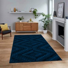Viyana Home Dijital Baskılı Kaymaz Taban Yıkanabilir Sade Desen Yolluk Mutfak Salon Halısı, V-Sade-33-Mavi,