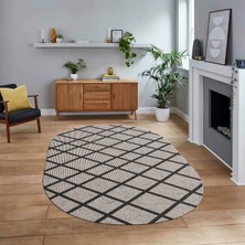 Viyana Home Dijital Baskılı Kaymaz Yıkanabilir Sade Desen Oval Yolluk Mutfak Salon Halısı, V-O-Sade-20-Krem,