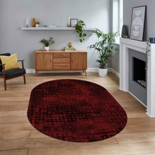 Viyana Home Dijital Baskılı Kaymaz Yıkanabilir Sade Desen Oval Yolluk Mutfak Salon Halısı, V-O-Sade-16-Bordo,