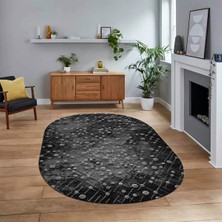 Viyana Home Dijital Baskılı Kaymaz Yıkanabilir Sade Desen Oval Yolluk Mutfak Salon Halısı, V-O-Sade-48-Antrasit,