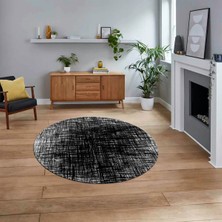 Viyana Home Dijital Baskılı Kaymaz Yıkanabilir Sade Desen Yuvarlak Mutfak Salon Halısı, V-Y-Sade-14-Siyah,