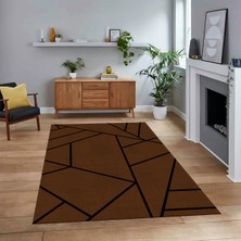 Viyana Home Dijital Baskılı Kaymaz Taban Yıkanabilir Sade Desen Yolluk Mutfak Salon Halısı, V-Sade-50-Kahve,