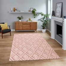 Viyana Home Dijital Baskılı Kaymaz Taban Yıkanabilir Sade Desen Yolluk Mutfak Salon Halısı, V-Sade-28-Pembe,