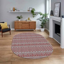 Viyana Home Dijital Baskılı Kaymaz Yıkanabilir Sade Desen Oval Yolluk Mutfak Salon Halısı, V-O-Sade-21-Bordo,