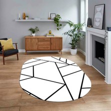 Viyana Home Dijital Baskılı Kaymaz Yıkanabilir Sade Desen Oval Yolluk Mutfak Salon Halısı, V-O-Sade-50-Beyaz,