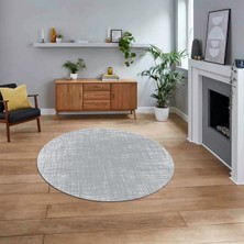 Viyana Home Dijital Baskılı Kaymaz Yıkanabilir Sade Desen Yuvarlak Mutfak Salon Halısı, V-Y-Sade-14-Gri,