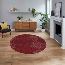 Viyana Home Dijital Baskılı Kaymaz Yıkanabilir Sade Desen Yuvarlak Mutfak Salon Halısı, V-Y-Sade-34-Bordo,