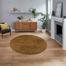 Viyana Home Dijital Baskılı Kaymaz Yıkanabilir Sade Desen Yuvarlak Mutfak Salon Halısı, V-Y-Sade-38-Kahve,