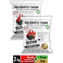 Tezyak Tek Kibritle Yanan Yeni Nesil Mangal Kömürü 2 kg x 2 Paket