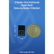 Netsan Etiket S Beden Orta Katlamalı Siyah Renk Dokuma Beden Etiketi 250 Ad.