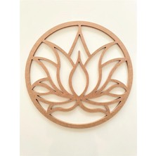 Dekolobi Lotus Çiçeği Desenli Ahşap Kasnak / 6 mm Ham Mdf Boyanabilir Lotus 30 cm