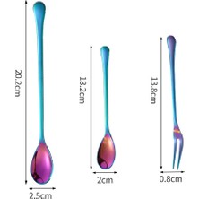 Xengo 3 Adet Paslanmaz Çelik Kaşık-Renk-Buz Kaşığı+Kahve Kaşığı+Meyve Çatalı (Yurt Dışından)