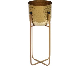 Victoria Gold Desenli Metal Ayaklı Saksı Küçük Boy