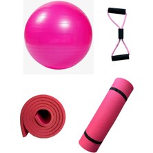 CK Spor Ckspor  10 mm Pilates Matı 55 cm Fitilli Pilates Topu + Sünger Saplı Direnç Lastiği Seti