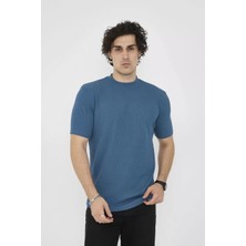 Lavinya Boutique Bisiklet Yaka Slim Fit T-Shirt- Turkuaz