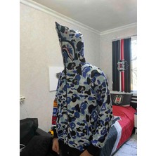 Lavinia Boutiques Unisex Pubg Bape x Shark Hoodie - Gri